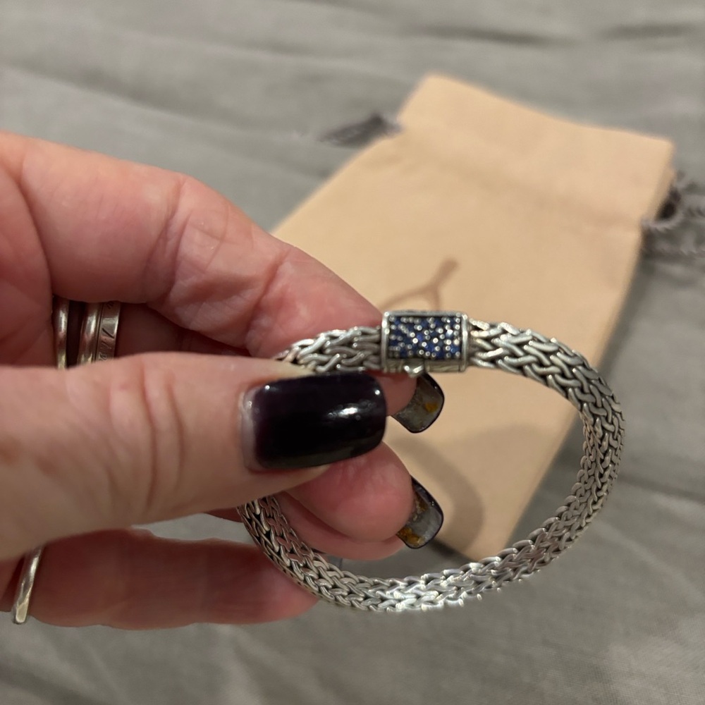 John Hardy Silver Bracelet with Blue & Black Sapphire